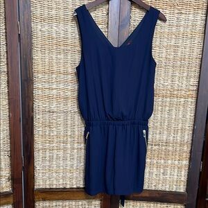 mark. Blue V-Neck Jumpsuit with Elastic Waist